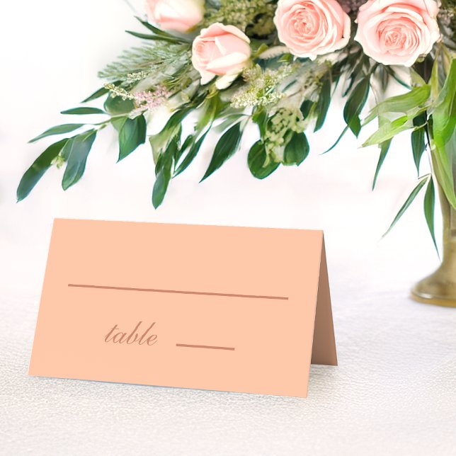 Hochzeitspfirsichbraun einfaches Skript Moderne Fa Platzkarte (Von Creator hochgeladen)