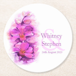 Hochzeitspinke, orchide Aquarellpapier-Untersetzer Runder Pappuntersetzer