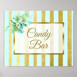 Hochzeitsplakat für Candy-Bar Blau & Gold Poster
