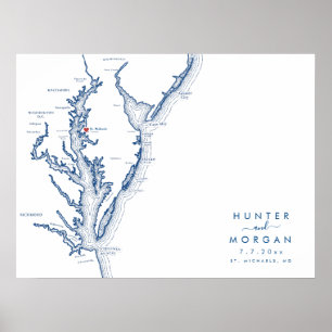 Hochzeitsplakat St. Michaels Modern Map Gästebuch
