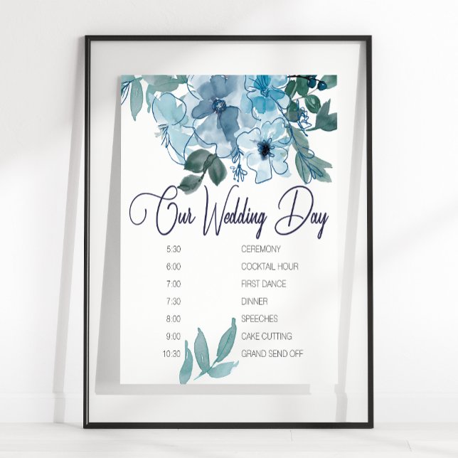 Hochzeitsplan für moderne Pastel Blue-Rose Poster (Von Creator hochgeladen)
