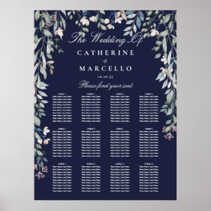 Hochzeitsplan für Navy Blue Wildblumen Poster