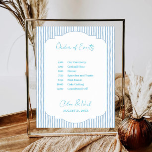 Hochzeitsplan mit blauen Streifen Reihenfolge der Poster
