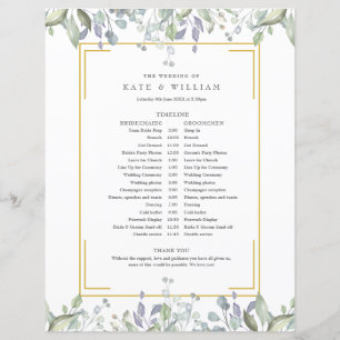 Hochzeitsplan mit Blumenschmuck Zeitachse