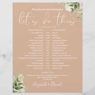 Hochzeitsplan-Terminplan mit Grüntönen