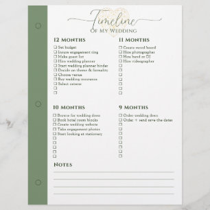 Hochzeitsplaner 12 - 5 Monate Zeitleiste Binder Se