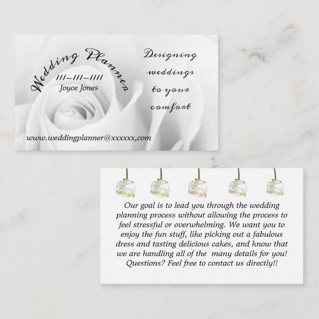 Hochzeitsplaner 3,5" x 2,0" Visitenkarte (Vorne/Hinten)