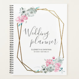 Hochzeitsplaner Aquarell Blume Goldrahmen Planer