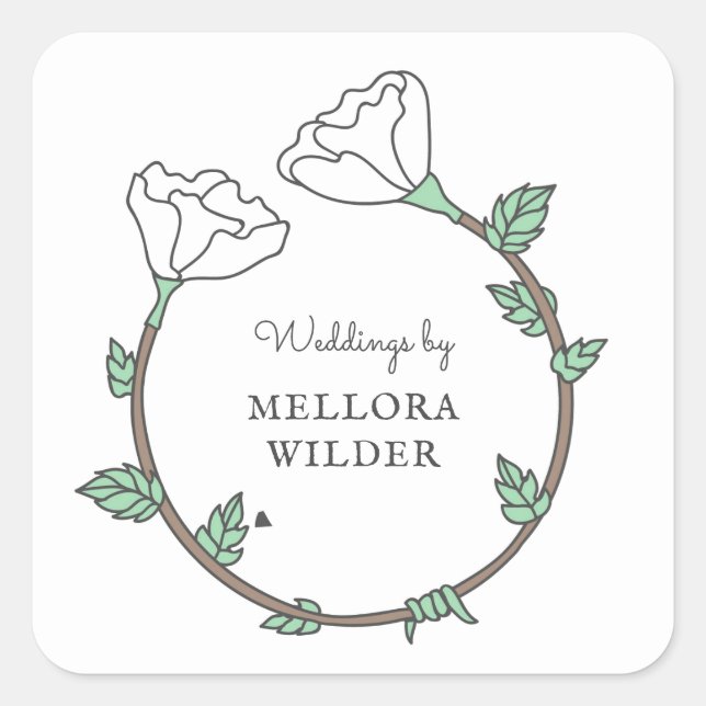 Hochzeitsplaner Blossom Ring Business Card Classic Quadratischer Aufkleber (Vorderseite)