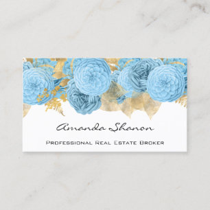 Hochzeitsplaner Blue Floral Logo QR CODE Visitenkarte