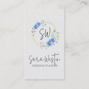 Hochzeitsplaner Blumen Florales Monogramm Geschäft Visitenkarte