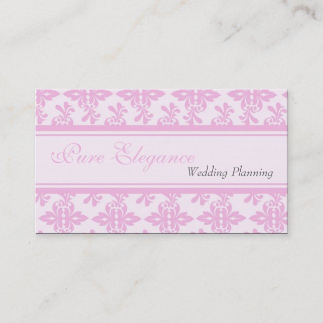 Hochzeitsplaner Damask Filigree Business Card Visitenkarte (Vorderseite)