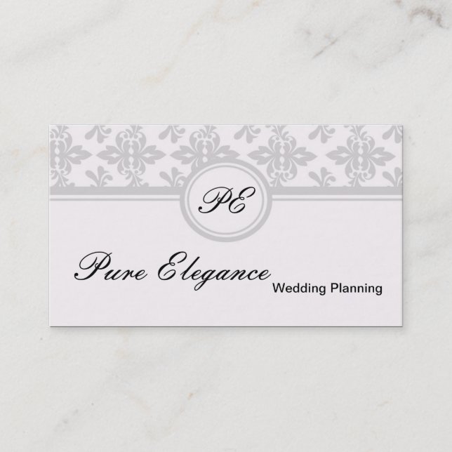 Hochzeitsplaner Damask Filigree Business Card Visitenkarte (Vorderseite)