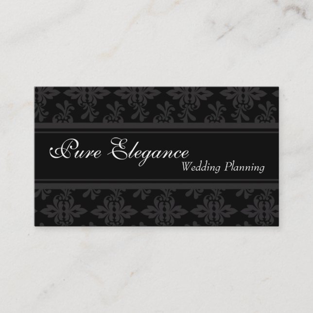 Hochzeitsplaner Damask Filigree Business Card Visitenkarte (Vorderseite)