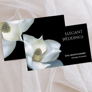 Hochzeitsplaner Elegant Magnolia Schwarz & Weiß Visitenkarte