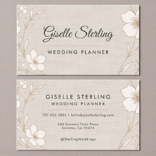 Hochzeitsplaner Florale Leinen Botanik Visitenkarte