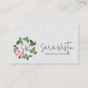 Hochzeitsplaner Florales Monogramm Visitenkarte