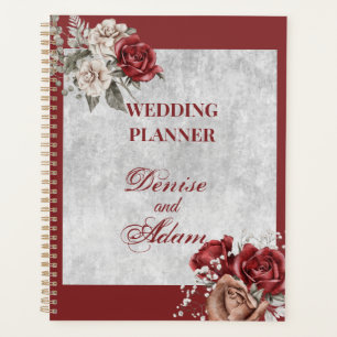 Hochzeitsplaner für Burgund, Rose, Weiße Rosen Planer
