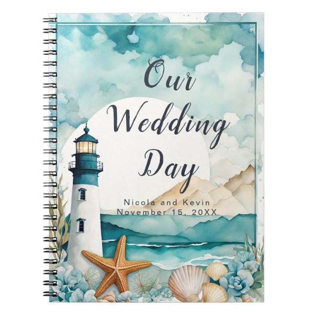 Hochzeitsplaner für Nautical Lighthouse Notizblock (Vorderseite)