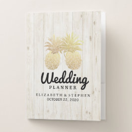 Hochzeitsplaner Gold Ananas Paare Rustikales Holz Bewerbungsmappe