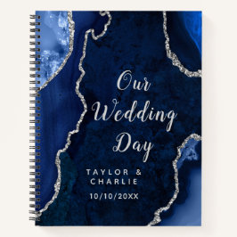 Hochzeitsplaner in Navy und Silber-Achat Notizbuch