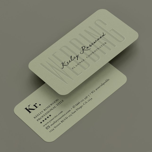 Hochzeitsplaner-Koordinatorensage Modern Visitenkarte (Wedding Planner Coordinator Sage Modern Business Card
)