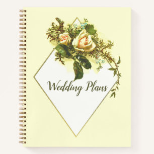 Hochzeitsplaner mit Vintage-Blumenrosen Notizbuch