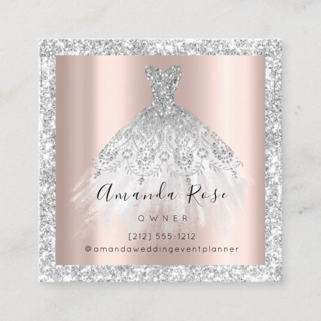 Hochzeitsplaner Rose Gold GlitterSilverGray Terminkarte (Vorderseite)
