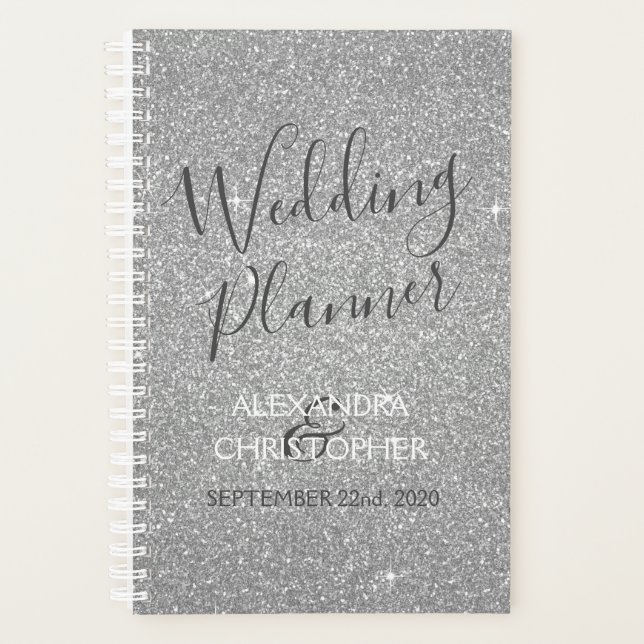 Hochzeitsplaner Silver Sparkle Glitzer Planer (Vorderseite)
