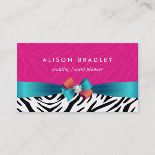 Hochzeitsplaner - Trendy Pink Zebra Print Visitenkarte
