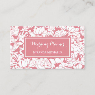 Hochzeitsplanerin mit rosa floralem Design Visitenkarte