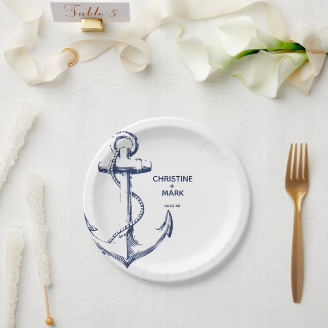 Hochzeitsplatte für Nautische Navy Pappteller (Hochzeit)