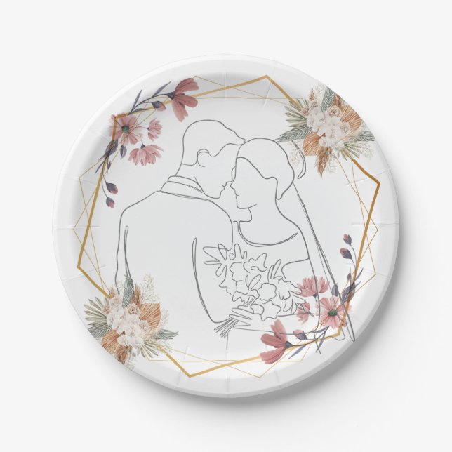 Hochzeitsplatte Pappteller (Vorderseite)