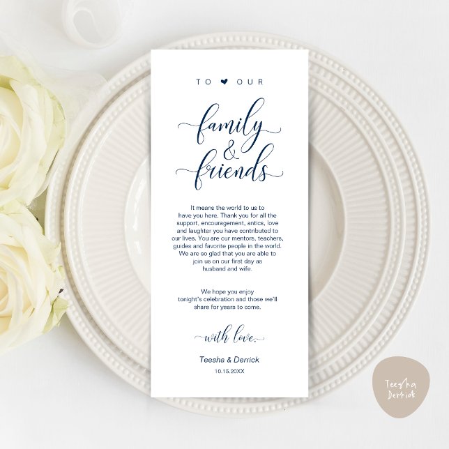 Hochzeitsplattform dank moderner Klassik Card Programm (Modern Classy Wedding Dinner Place Setting Thank You Card, in Navy Blue)
