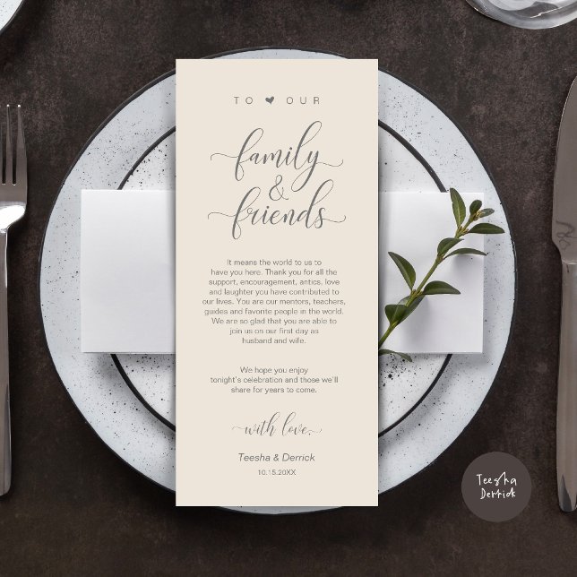 Hochzeitsplattform dank moderner Klassik Card Programm (Modern Classy Wedding Dinner Place Setting Thank You Card, in Cream and Grey)