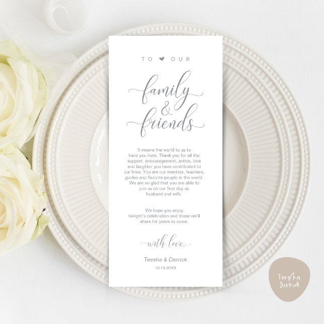 Hochzeitsplattform dank moderner Klassik Card Programm (Modern Classy Wedding Dinner Place Setting Thank You Card, in Grey)