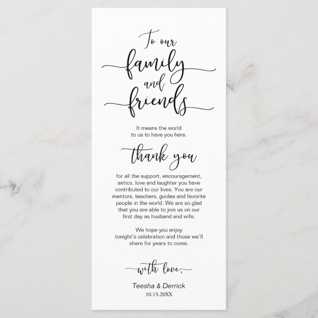 Hochzeitsplattform Vielen Dank, Black Schriftart C Programm (Vorderseite)