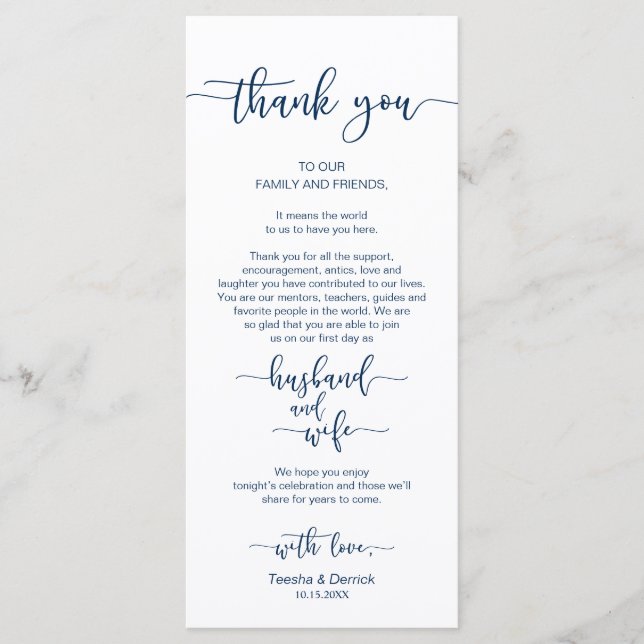 Hochzeitsplattform Vielen Dank, Navy Blue, Card Programm (Vorderseite)