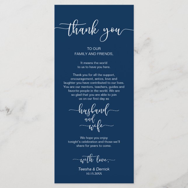 Hochzeitsplattform Vielen Dank, Navy Blue, Card Programm (Vorderseite)