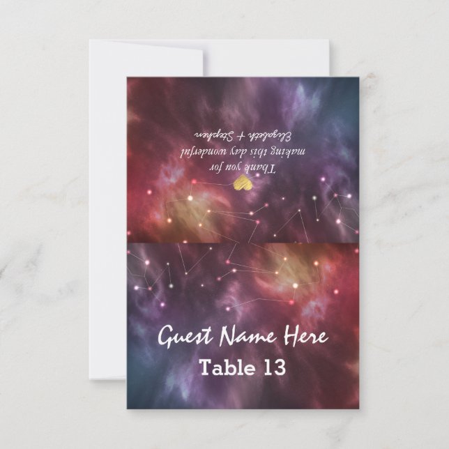 Hochzeitsplatz Escort Card Tischnummer Galaxy Star (Vorderseite)