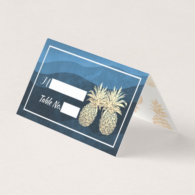 Hochzeitsplatz Escort Tischnummer Gold Ananas (Vorderseite)