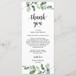 Hochzeitsplatz Eukalyptus Vielen Dank Karte