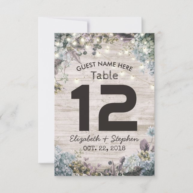 Hochzeitsplatz Tischnummer Chic florale Holzleucht (Vorderseite)