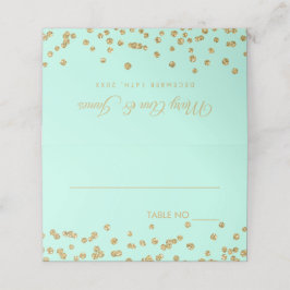 Hochzeitsplätze Gold Glitzer Confetti Minze Platzkarte