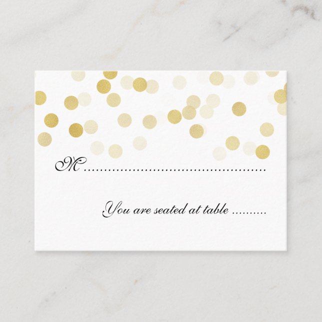 Hochzeitsplätze Imitats Gold Foil Glitzer Lights Platzkarte (Vorderseite)