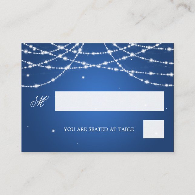 Hochzeitsplätze mit kleinem String blau Platzkarte (Vorderseite)