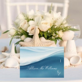 Hochzeitsplatzkarten Hühner-Symbol - Serene Blue Tischnummer