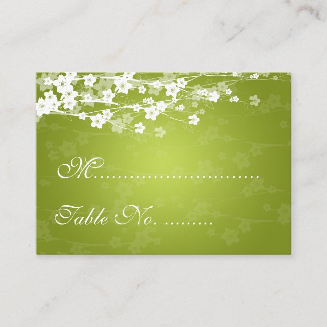 Hochzeitsplecards Cherry Blossom Lime Green Platzkarte (Vorderseite)