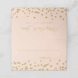 Hochzeitsplecards Gold Glitzer Confetti Blush Platzkarte