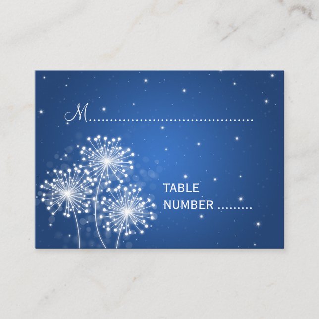Hochzeitsplecards Sommer Sparkle Sapphire Blau Platzkarte (Vorderseite)